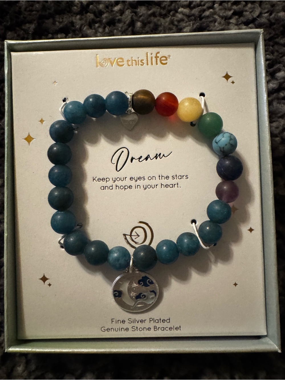 Love this Life Silver Plated & Genuine Stone Bracelet. New!!!